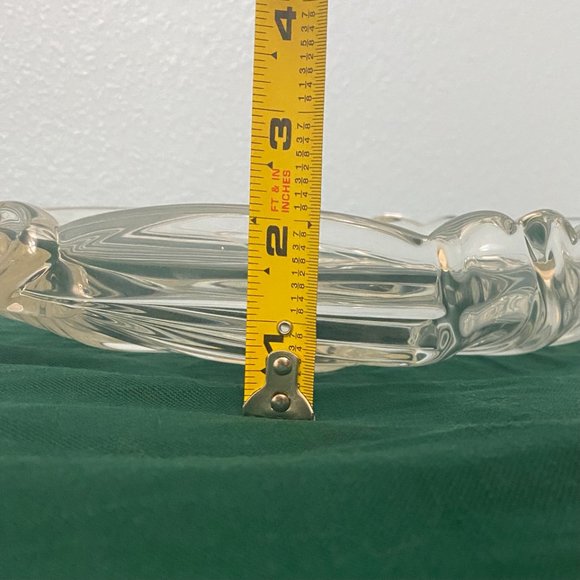 Large Glass Platter Bowl With Curved Edges And Abstract Leaf Design 12.5" - Picture 5 of 7